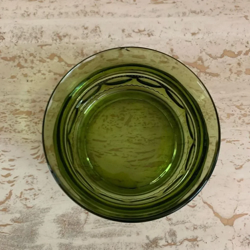 Vintage Indiana glass kings crown/thumbprint small bowl  green mcm mid century s